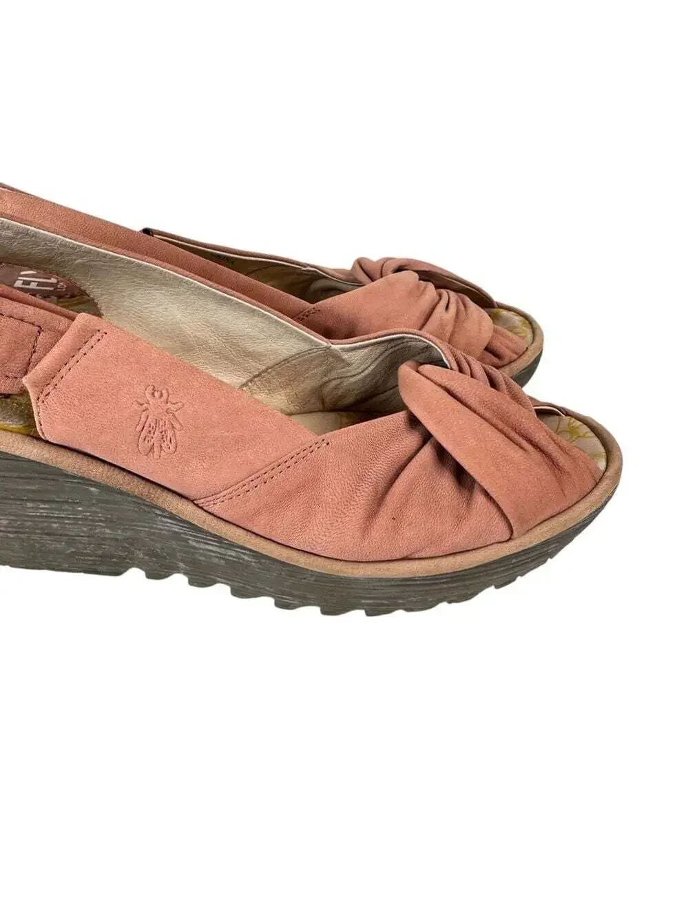 Fly London Yakin Slingback Wedge Sandals Leather Twist Front Platform EU 41
